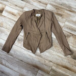 BB Dakota Wild Ride Washed Tan Leather Jacket 100% Leather